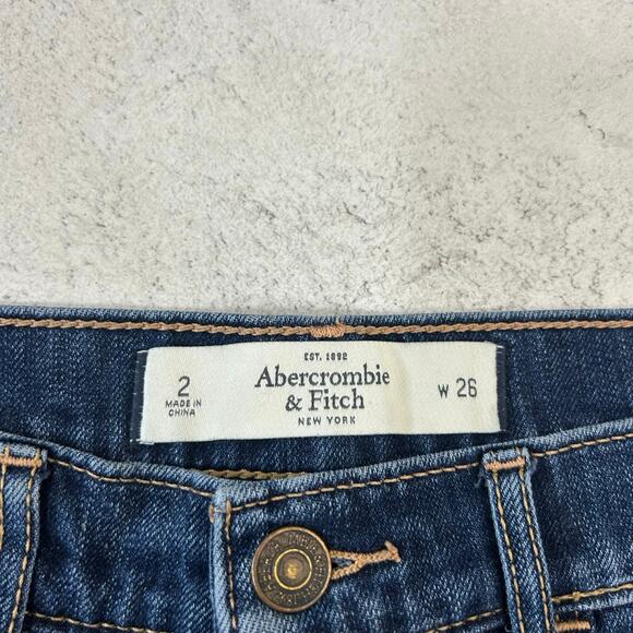 Abercrombie & Fitch Vintage 2000 Y2K  Dark Wash Denim Shorts - US 2/ 26 - Picture 4 of 6